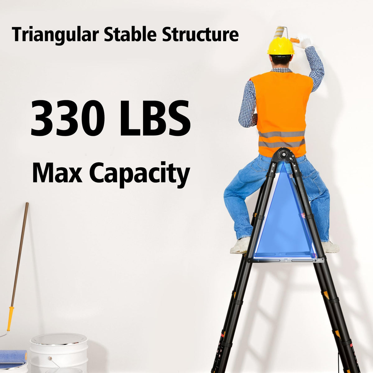 Telescoping Ladder 16.5 FT A Frame 330 lbs Capacity Yellow O4905