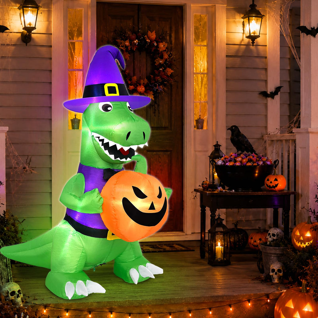 4 Ft Halloween Inflatables Witch Dinosaur Y812
