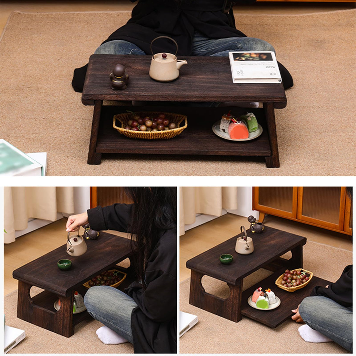 Foldable Japanese Low Floor Table 60x30x22cm Z79994