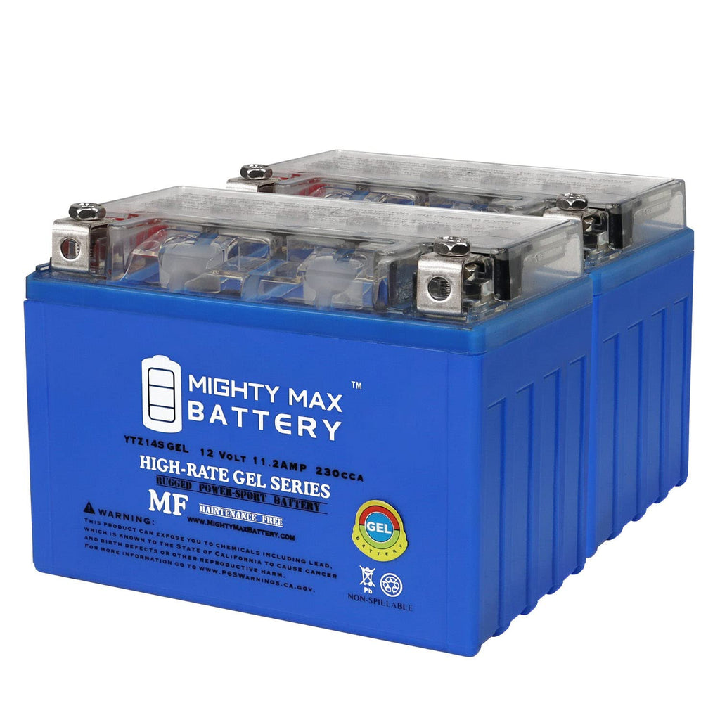 12 Volt 11.2 AH GEL Type 230 CCA Rechargeable Maintenance Free SLA AGM Motorcycle Battery Pack of 2 N9920