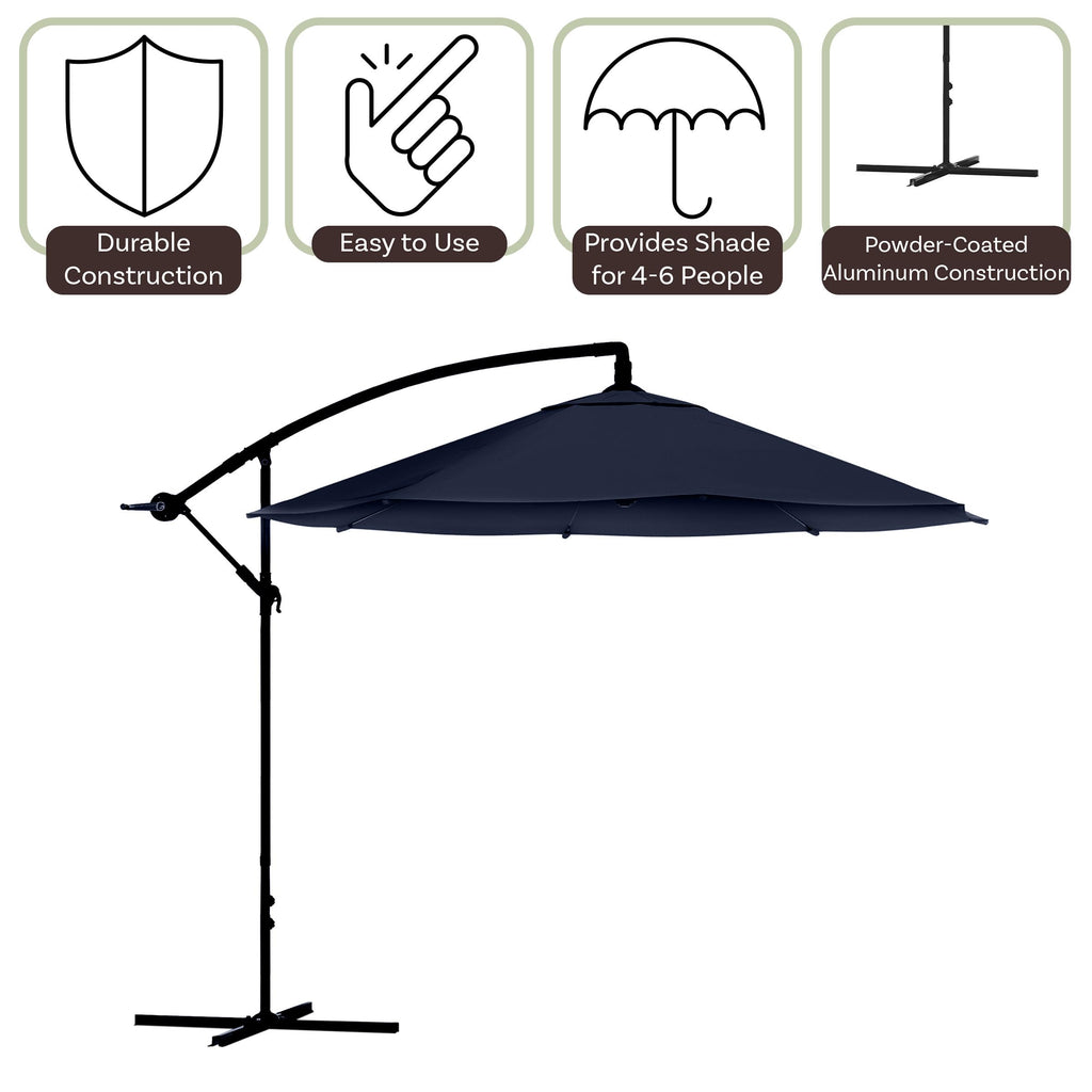 10 Ft Offset Cantilever Patio Umbrella with Cross Base T781
