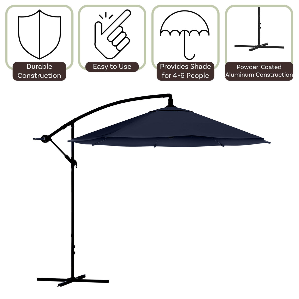 10 Ft Offset Cantilever Patio Umbrella with Cross Base T781