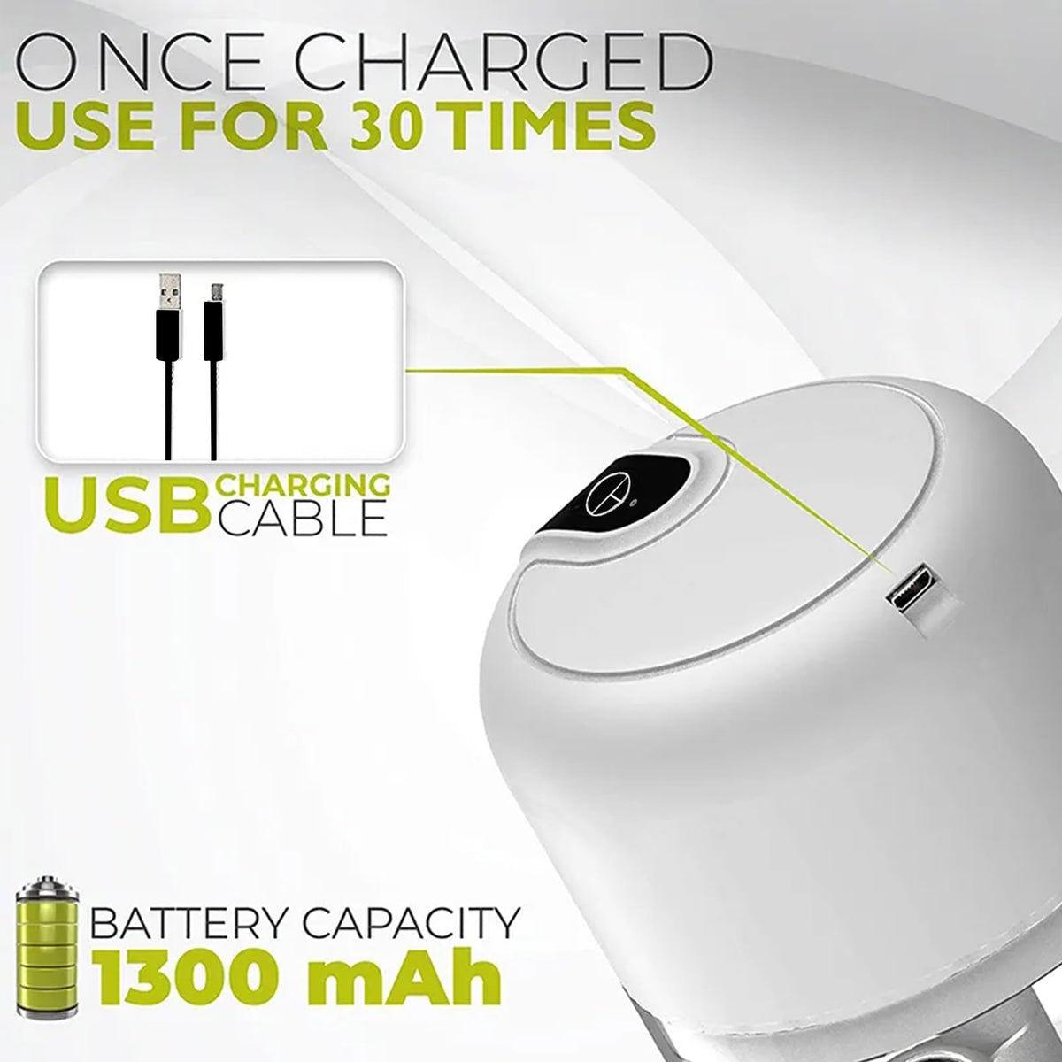 White 3 Cup USB Rechargeable Portable Electric Garlic Crusher F995521