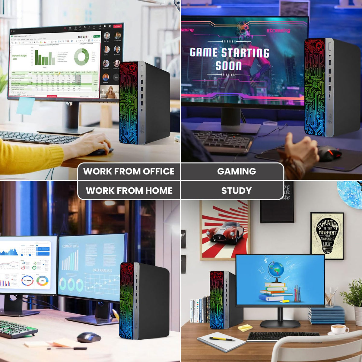 Intel Core i5 16GB DDR4 1TB SSD GT 1030 Gaming Desktop PC with 24 Inch Monitor S809