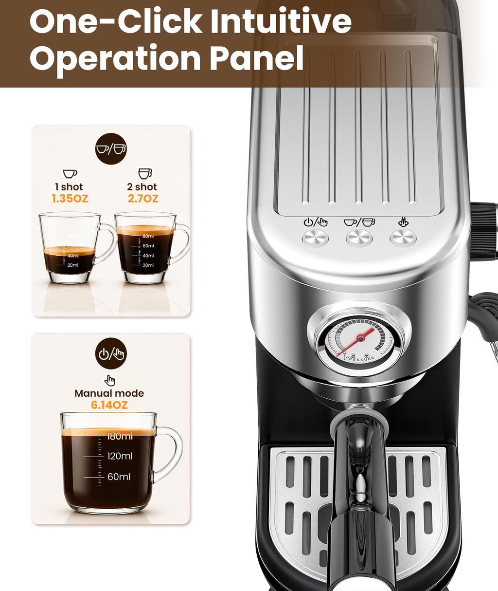 20 Bar Espresso Coffee Machine with Milk Frother R79580