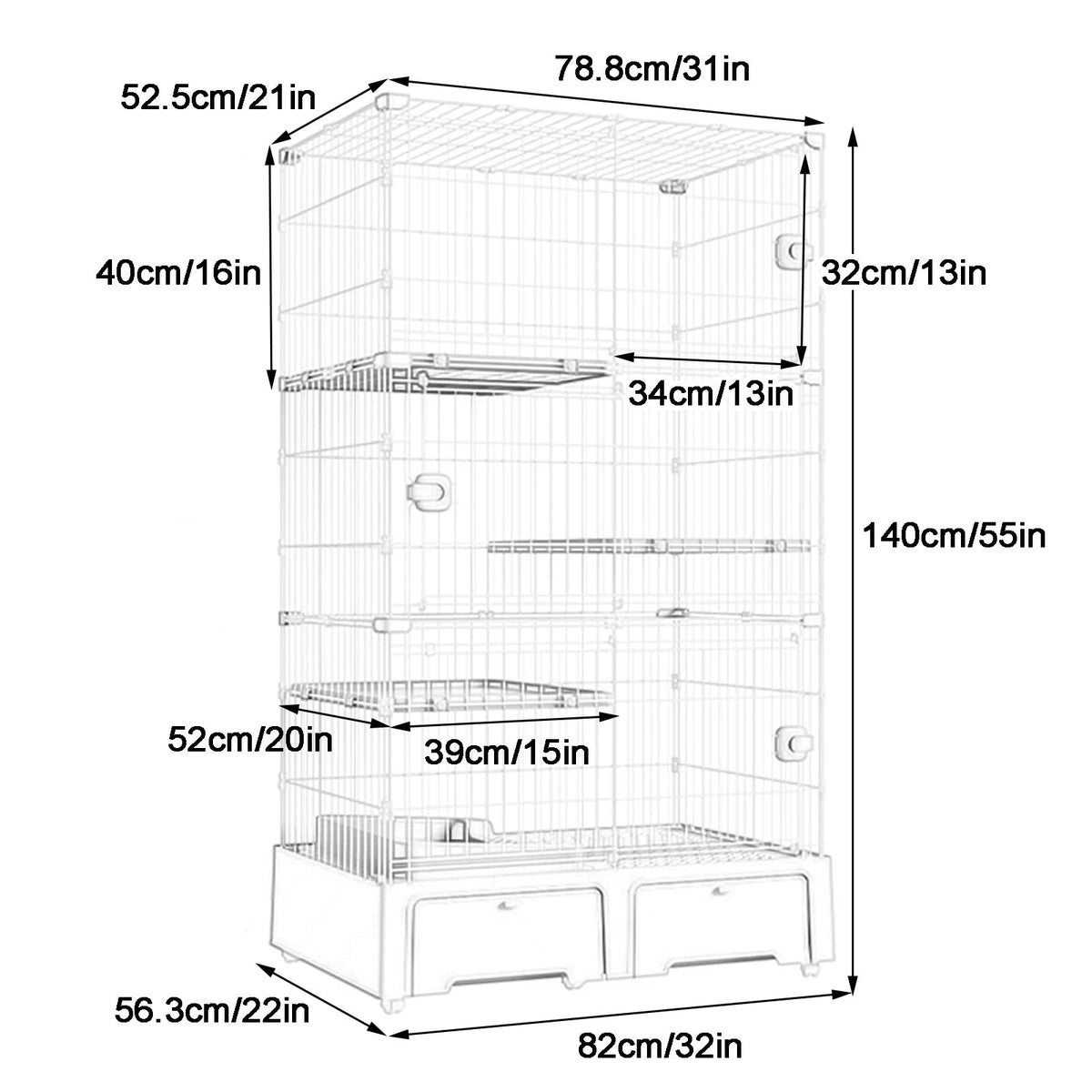 4 Tier Indoor Cat Enclosure with 3 Jumping Platforms Y198