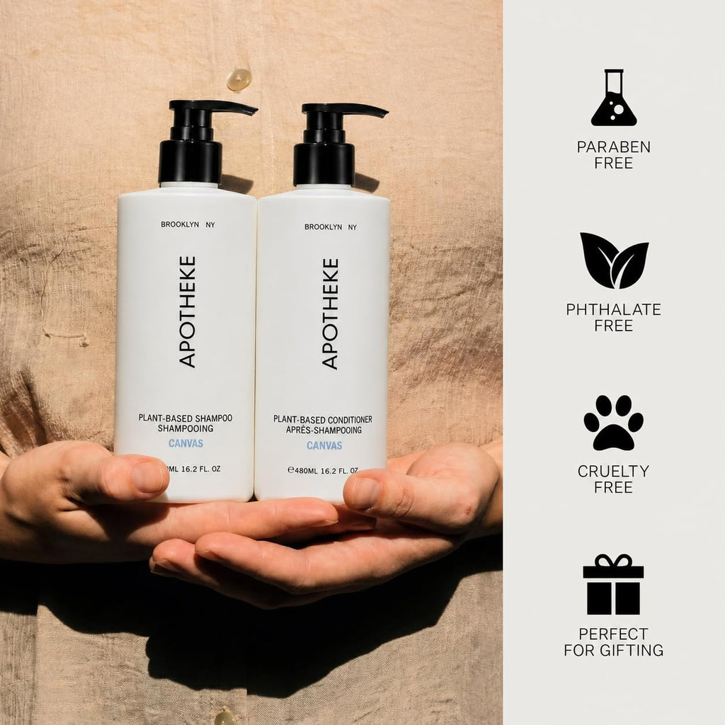 Plant-Based Shampoo and Conditioner Set with Aloe Chamomile Coconut and Jojoba Oils, 16.2 Fl Oz Each K150