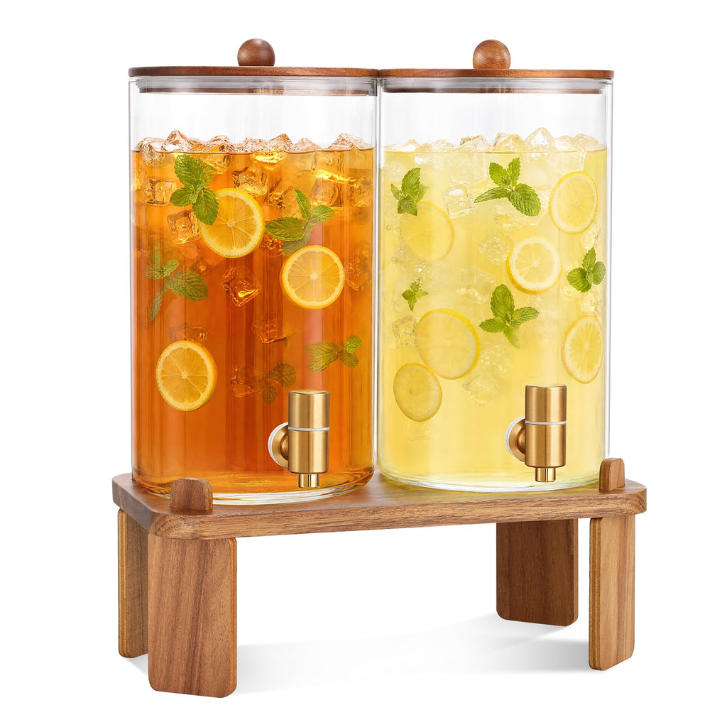 2pcs 1.2 Gallon Glass Drink Dispenser with Stand T20913