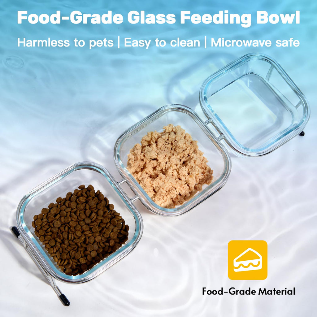 15° Tilted Glass Raised Cat Bowls E7013