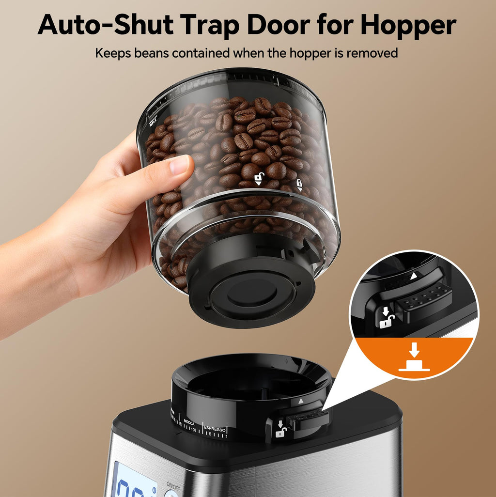Conical Burr Coffee Grinder, 51 Grind Settings, 1-12 Cups, Stainless Steel E1314