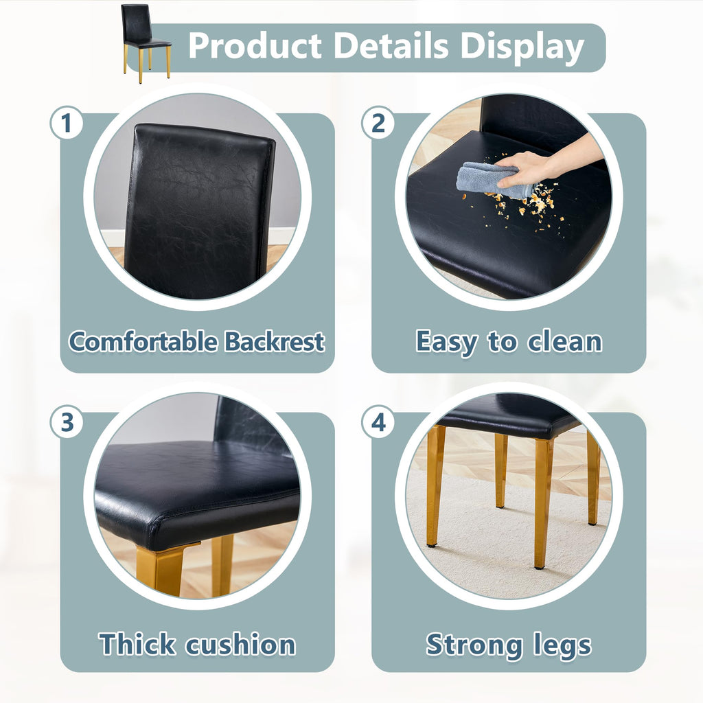 Black Gold Upholstered Dining Chairs Set of 4 P9866