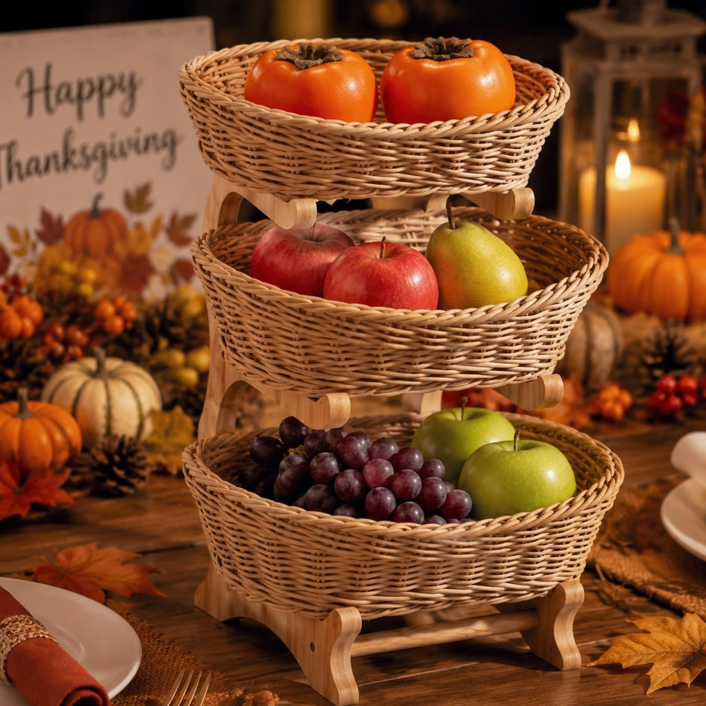 3 Tier Woven Fruit Basket Stand X21285
