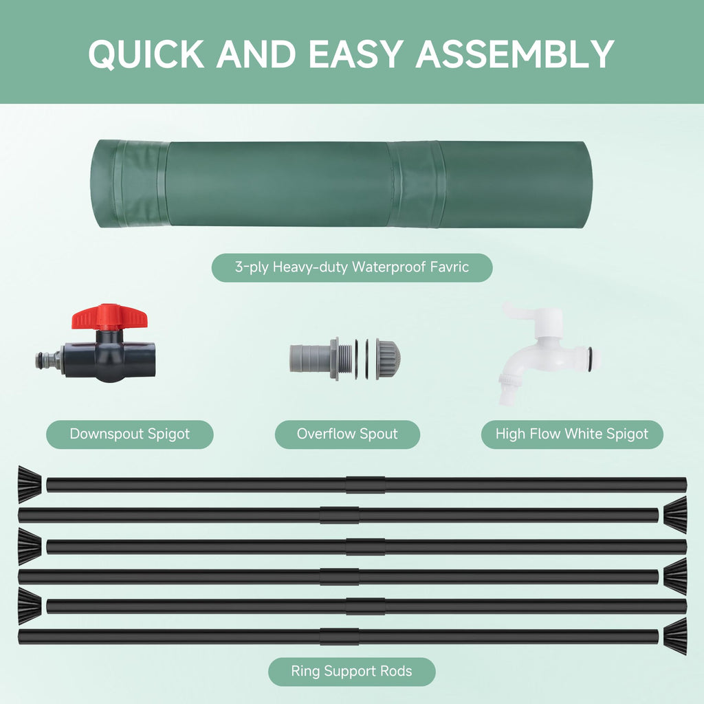 Collapsible 53 Gallon Rain Barrel with Spigots V705