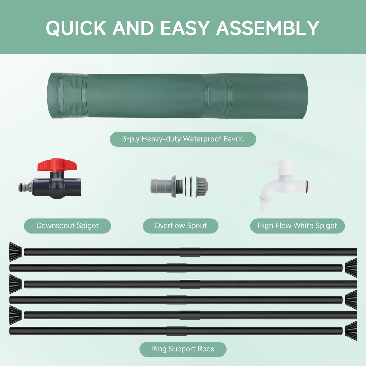 Collapsible 53 Gallon Rain Barrel with Spigots V705