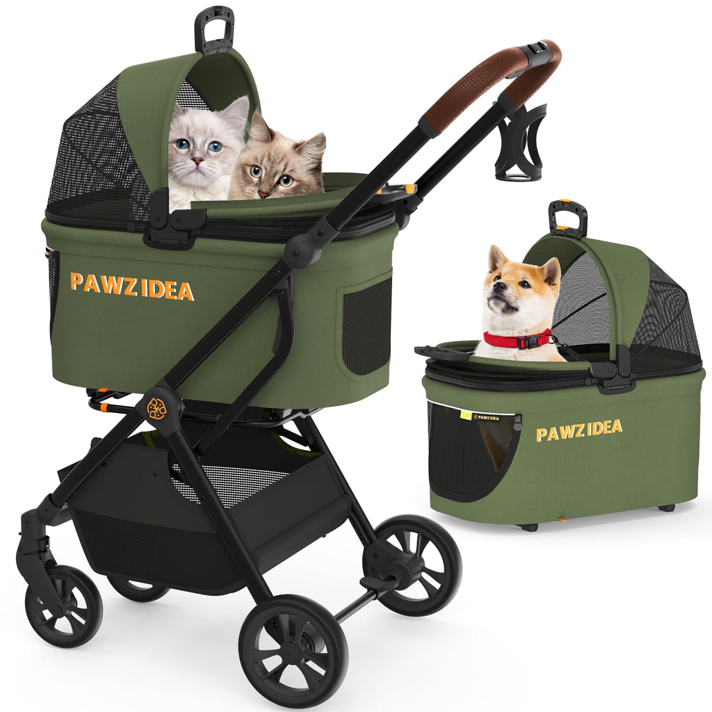 Foldable Pet Stroller with Detachable Carrier E188057