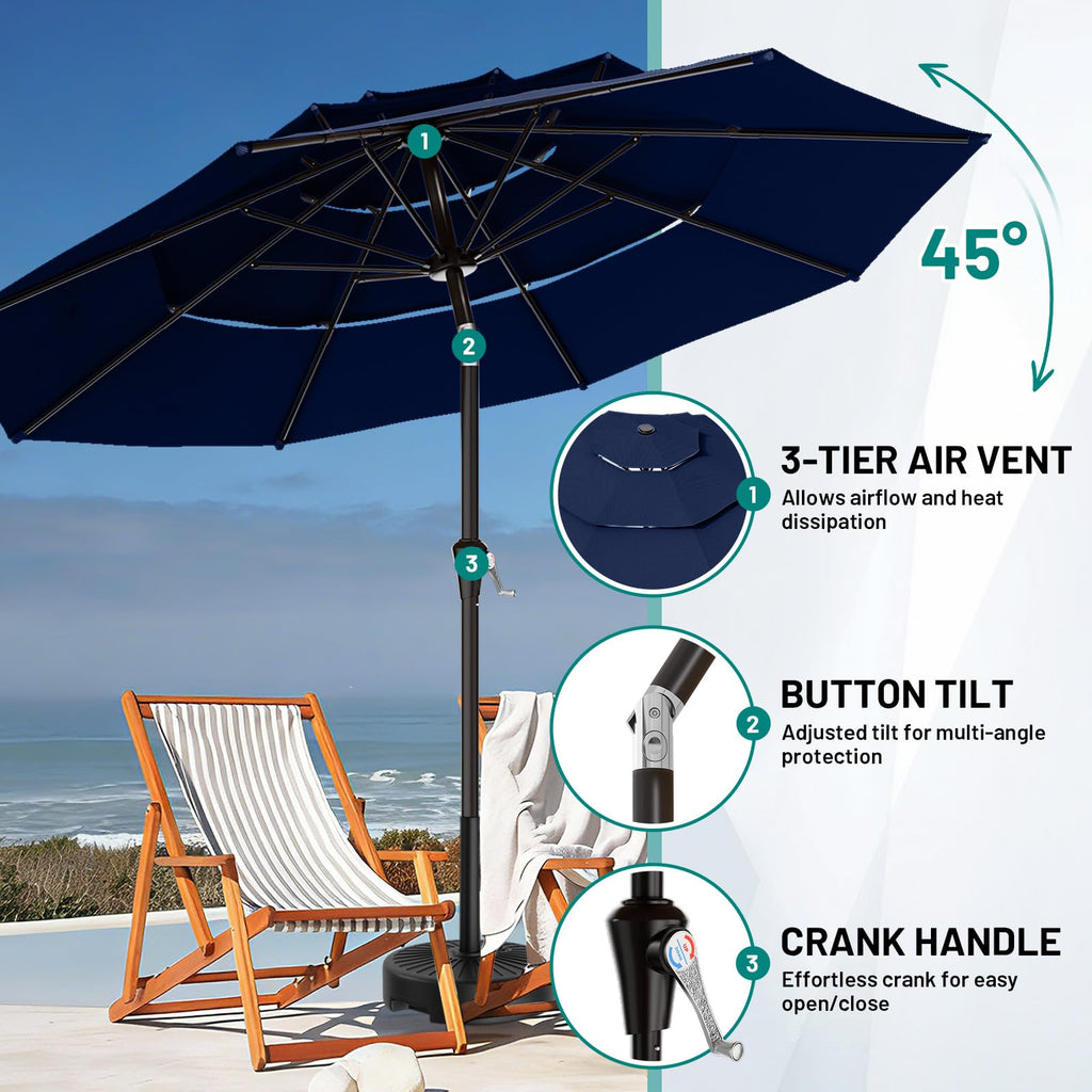 9ft 3-Tier UV Protection Windproof Patio Umbrella L17840