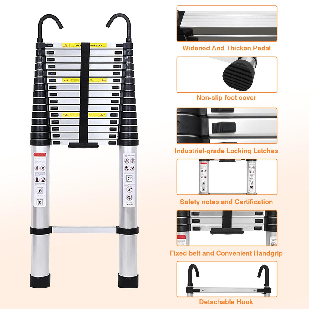 Aluminum Telescoping Ladder 20 FT 330 Lb Capacity R20527