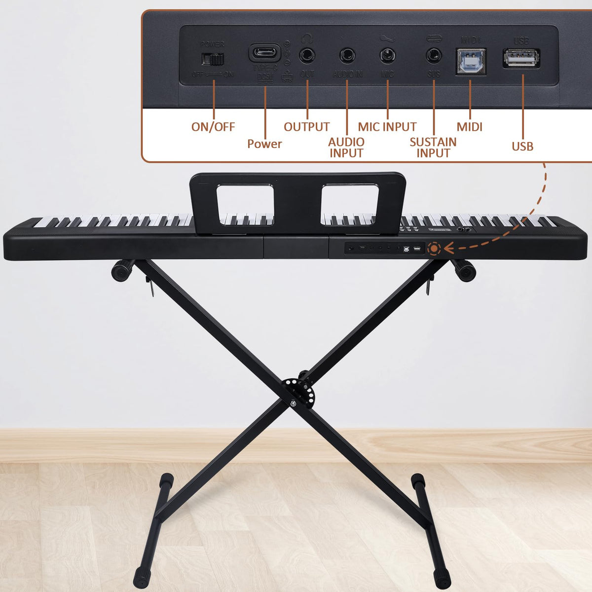 88 Key Electric Digital Piano with Semi Weighted Keys Y551853