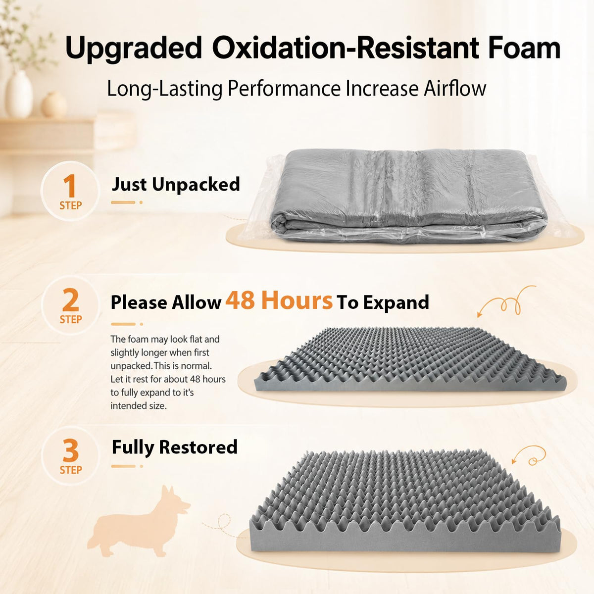 Light Grey 36 x 27 Inch Orthopedic Dog Bed S99555