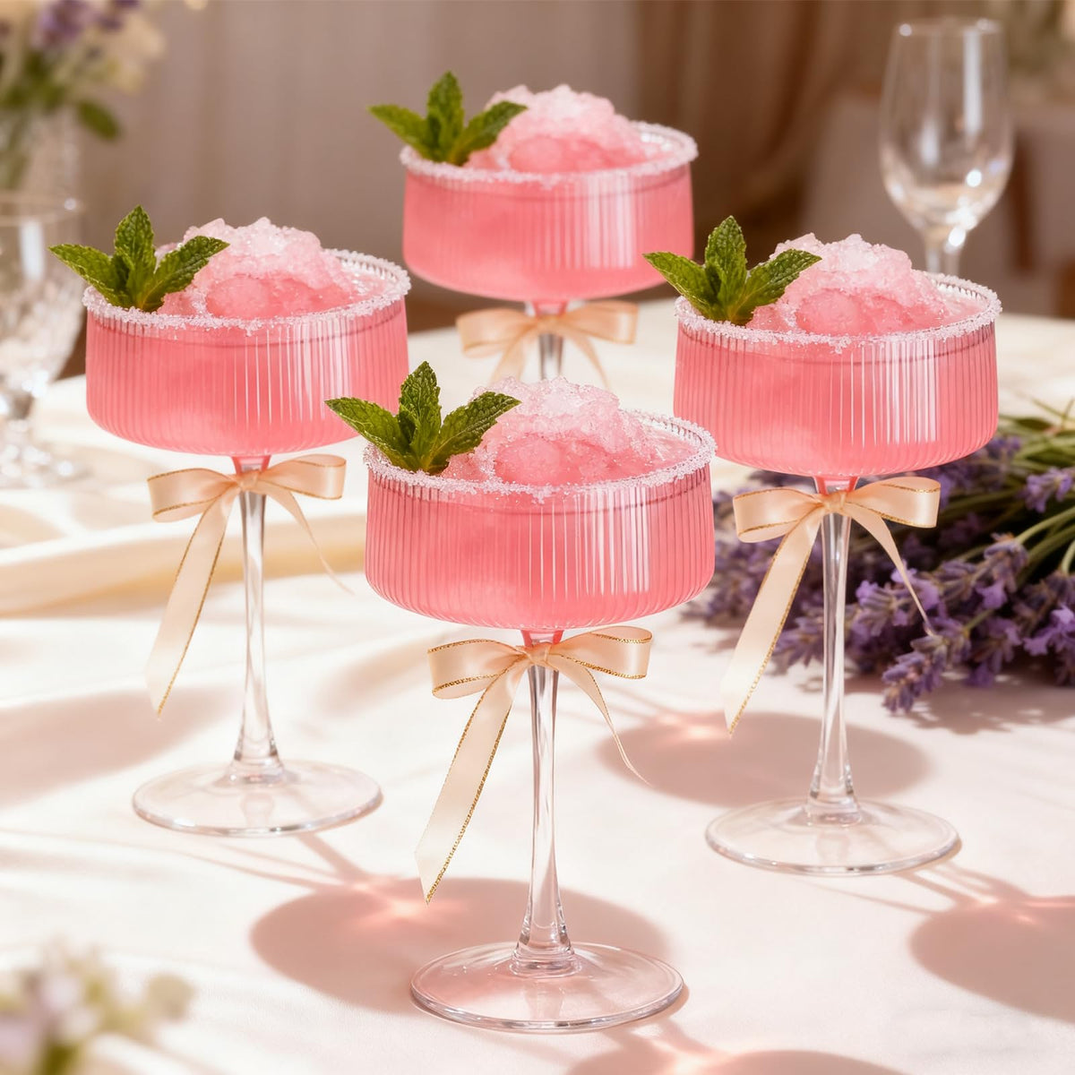 10 oz Ribbed Coupe Glasses Set of 6 G36289