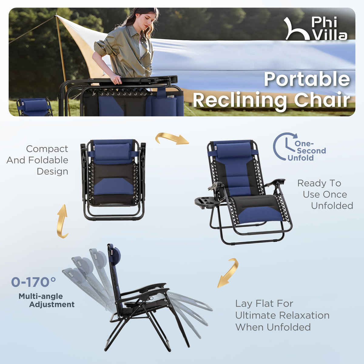 Zero Gravity Chairs Set of 2 Navy D706231