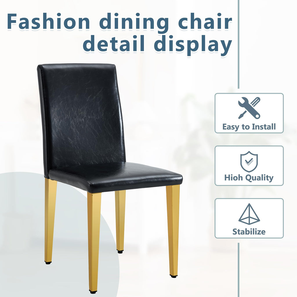 Black Gold Upholstered Dining Chairs Set of 4 P9866