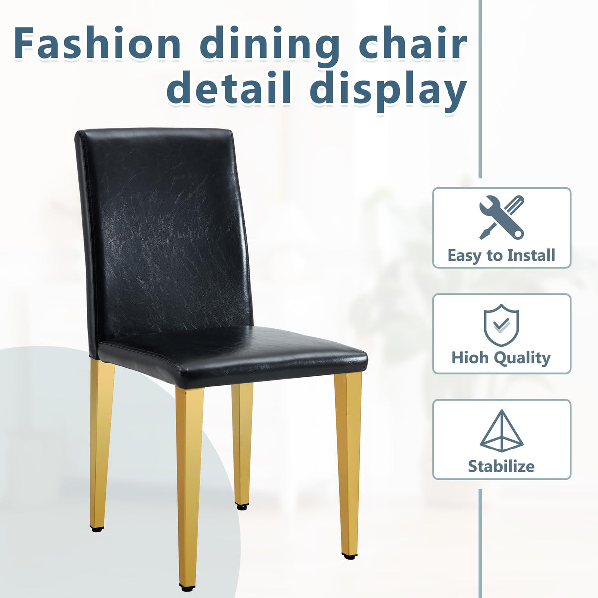 Black Gold Upholstered Dining Chairs Set of 4 P9866