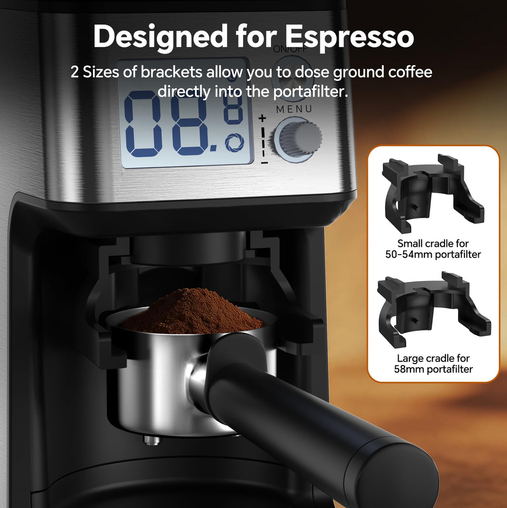 Conical Burr Coffee Grinder, 51 Grind Settings, 1-12 Cups, Stainless Steel E1314