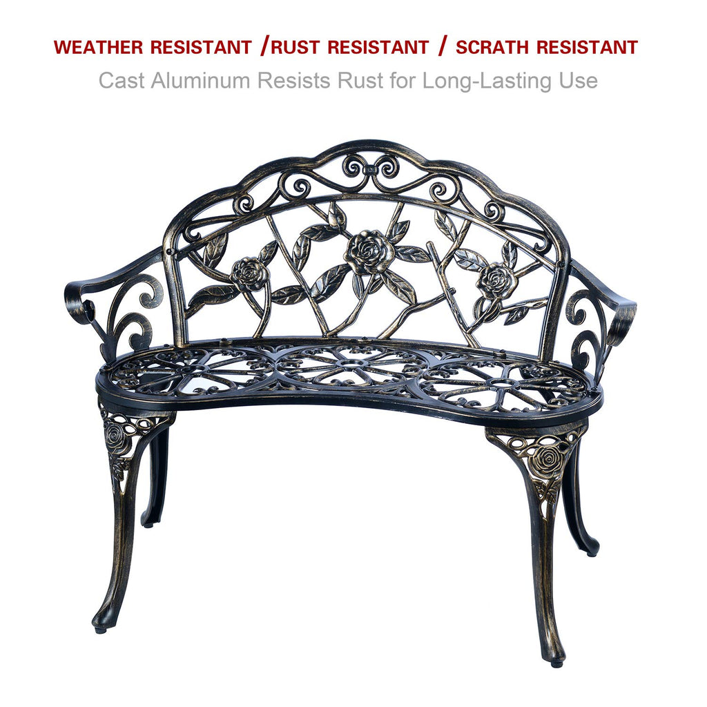 Cast Aluminum Patio Bench S534