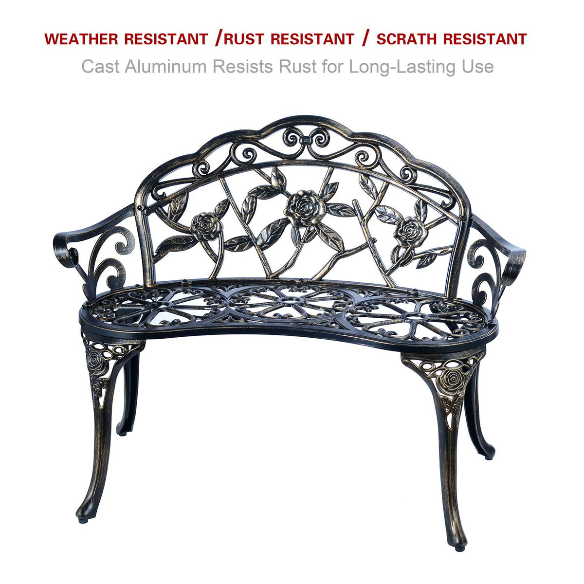 Cast Aluminum Patio Bench S534