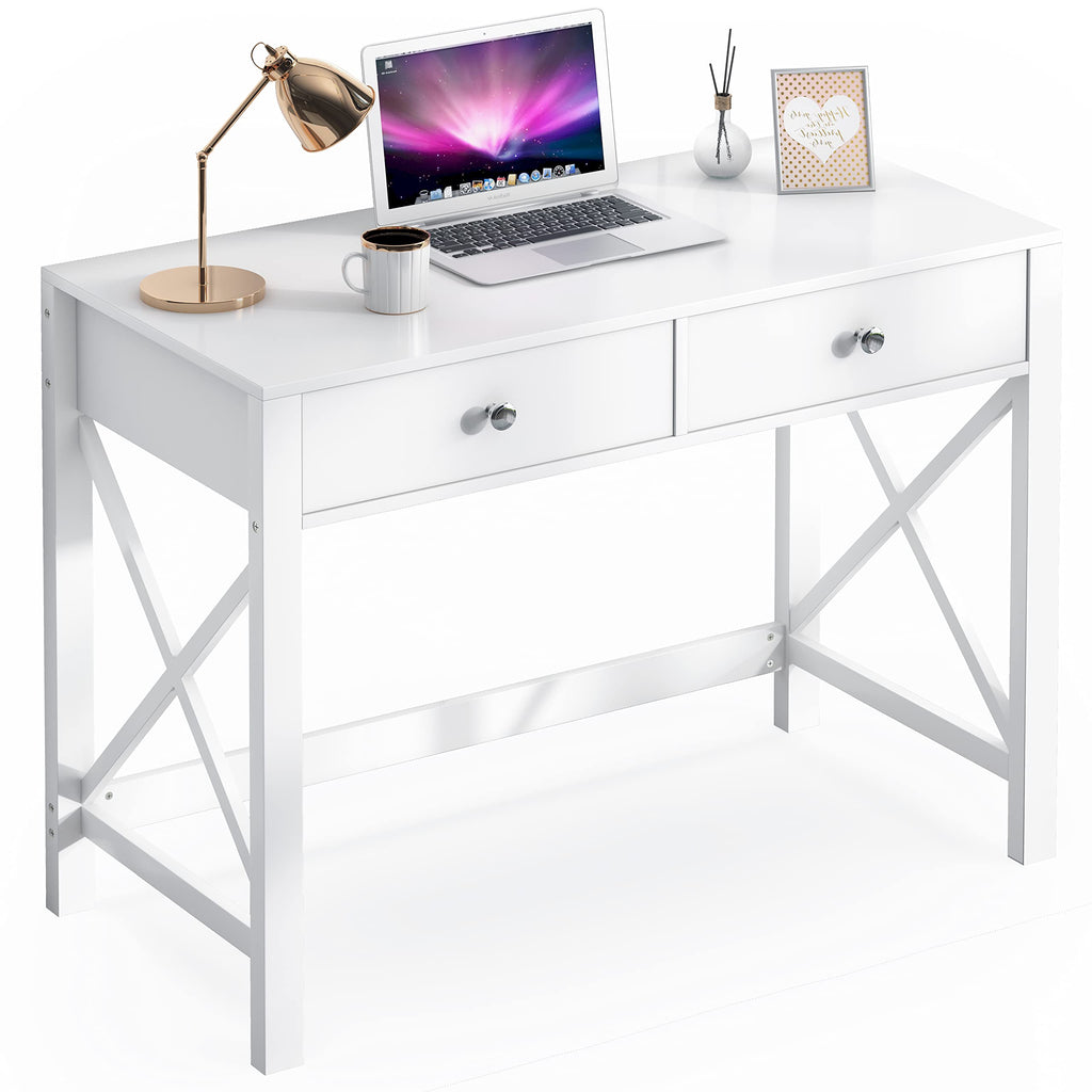 White Home Office Desk with Drawers T93276