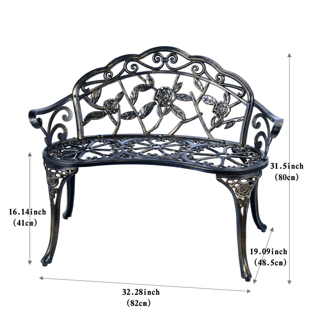 Cast Aluminum Patio Bench S534