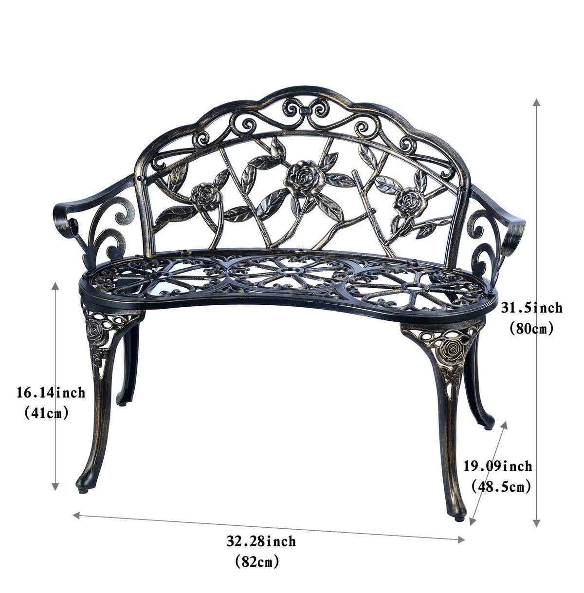 Cast Aluminum Patio Bench S534