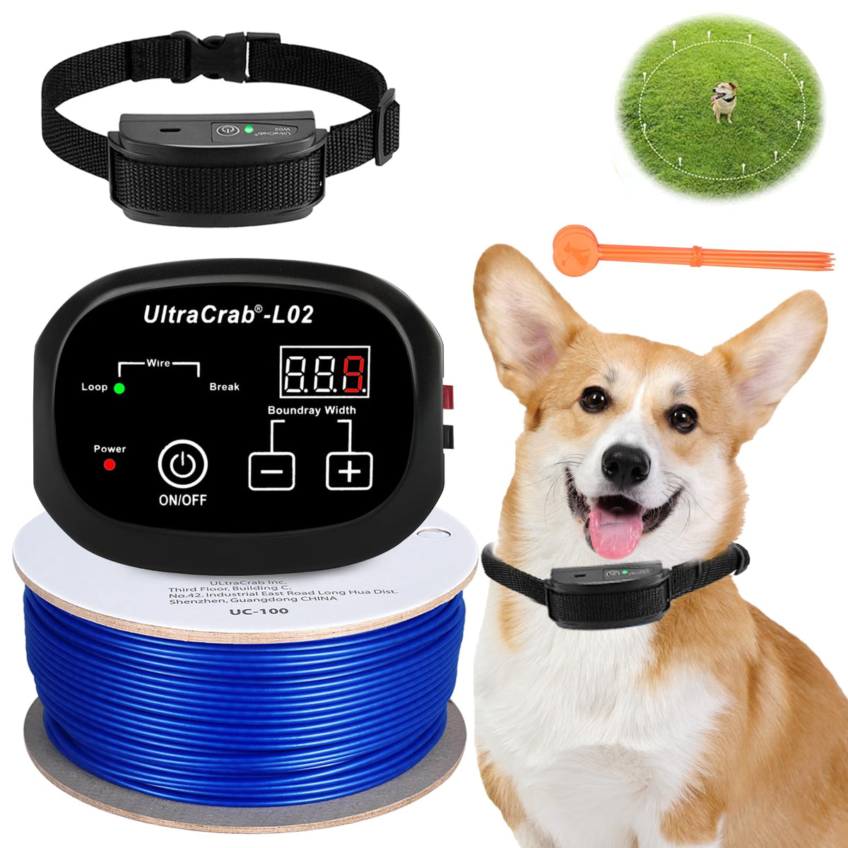 In-Ground Electric Dog Fence System with Waterproof Training Collar C88367