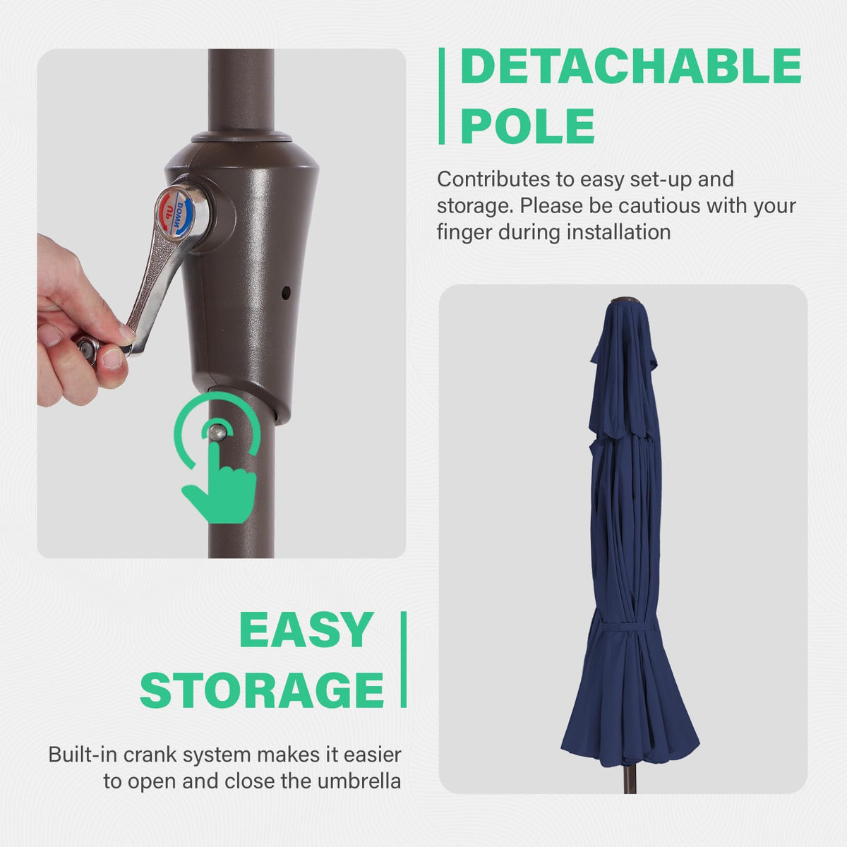 9ft 2-Tier Patio Umbrella, Crank Tilt, Navy Blue Y433605