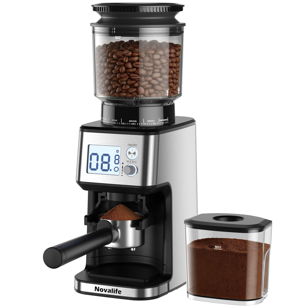 Conical Burr Coffee Grinder, 51 Grind Settings, 1-12 Cups, Stainless Steel E1314