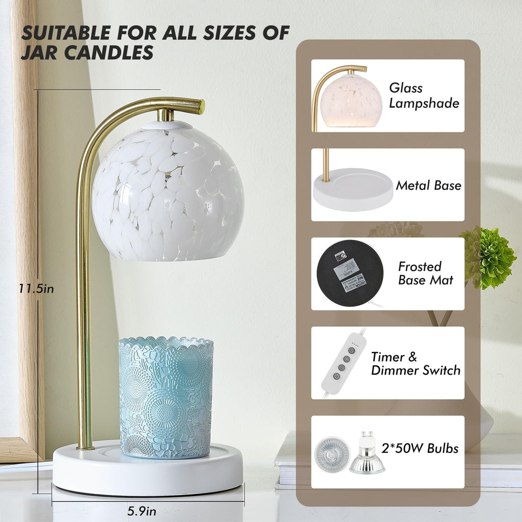 Dimmable Candle Warmer Lamp with Timer, 2 Bulbs, White F62097