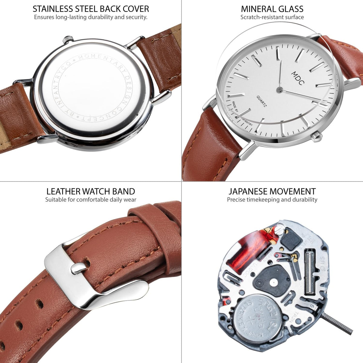 Minimalist Dress Watch Ultra Thin Leather Band F861