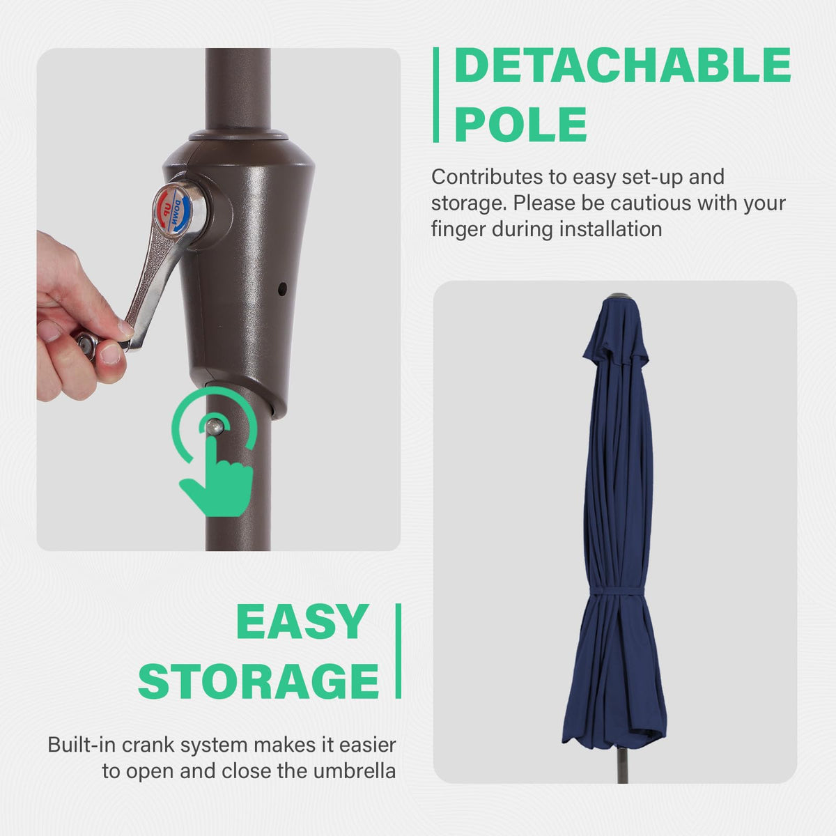9ft 2-Tier Patio Umbrella, Crank Tilt, Navy Blue Y433605