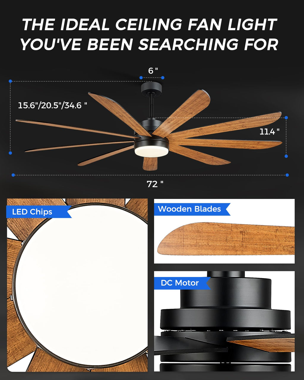 72 Inch Ceiling Fan with Light Q94447