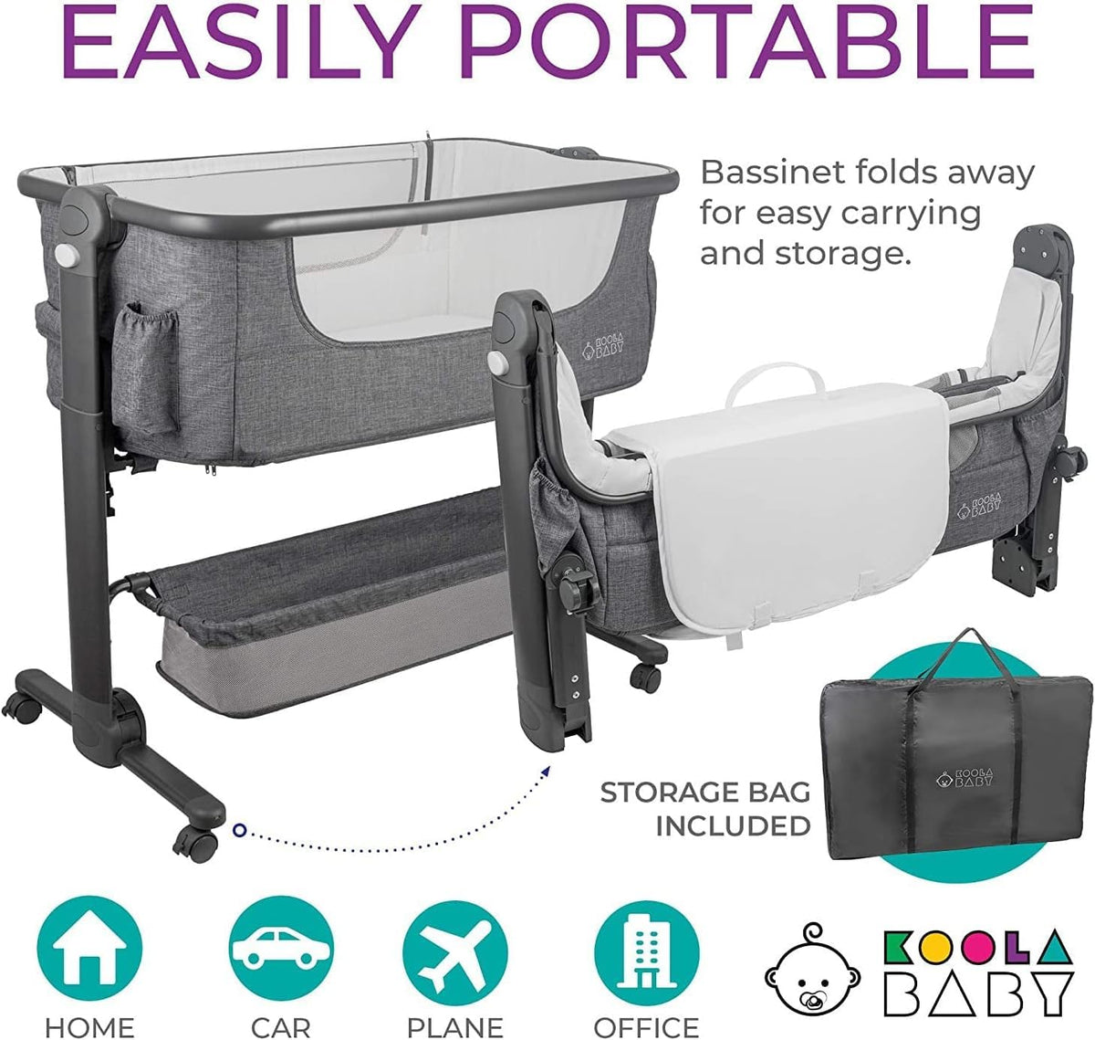 Baby Bassinet Bedside Sleeper Portable Crib with Storage Basket A4285