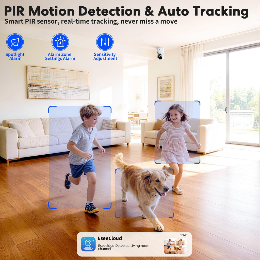 Battery Powered Wireless Indoor Security Camera, 4MP HD Pan/Tilt, 6000mAh Rechargeable, 5G&2.4G WiFi 6 R55581