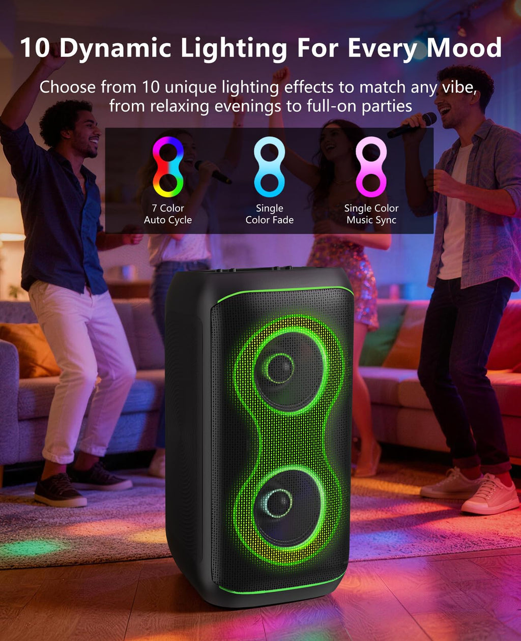 500W Karaoke Machine with 2 Wireless Microphones and Dual 6.5'' Subwoofers Y3241