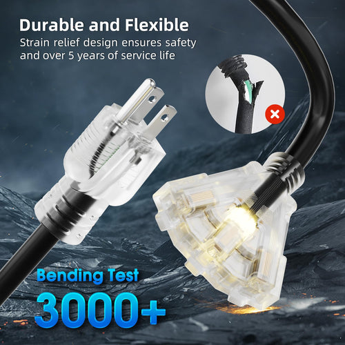 100 FT 12 Gauge Black Extension Cord with 3 Outlet X47554