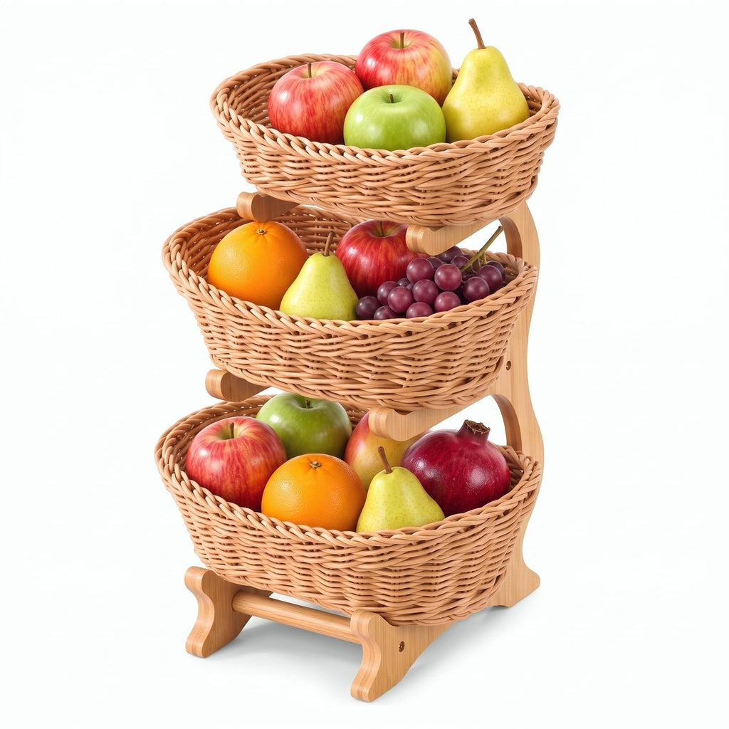 3 Tier Woven Fruit Basket Stand X21285