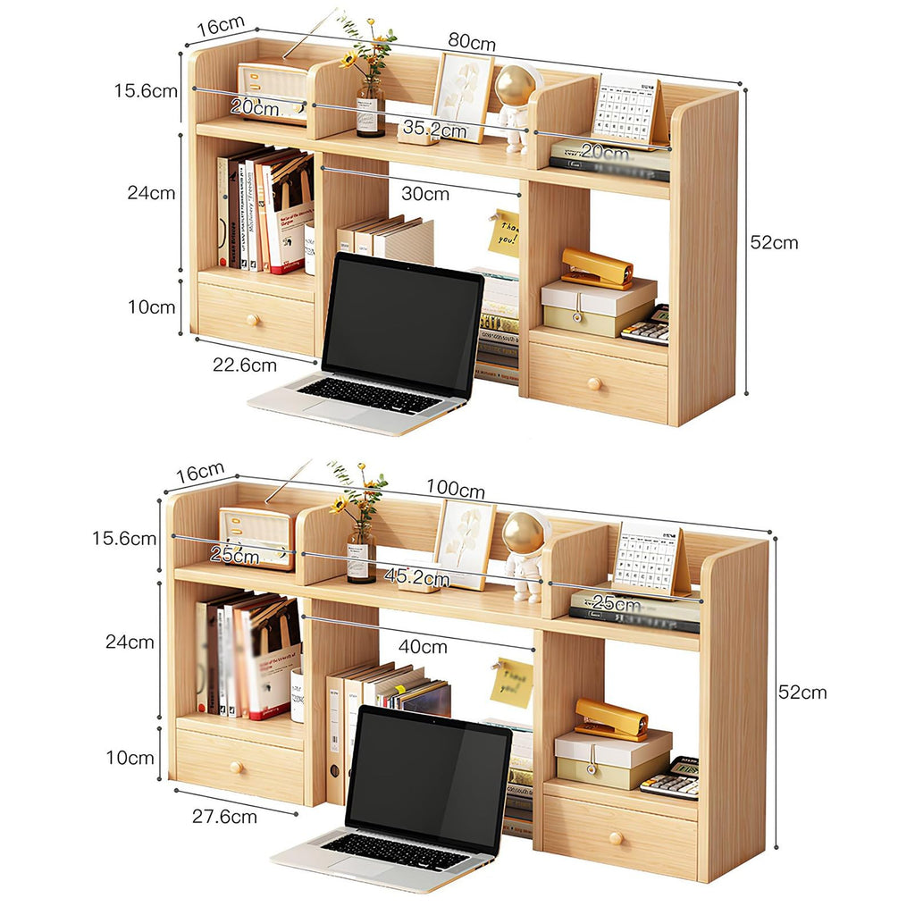 White Desktop Bookshelf Wood Storage Rack O1342