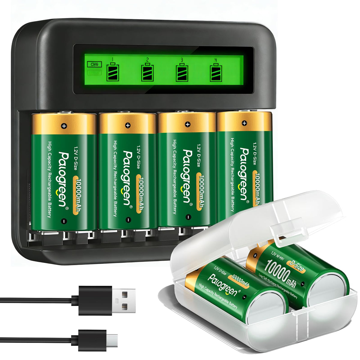 Rechargeable D Batteries with Charger R518