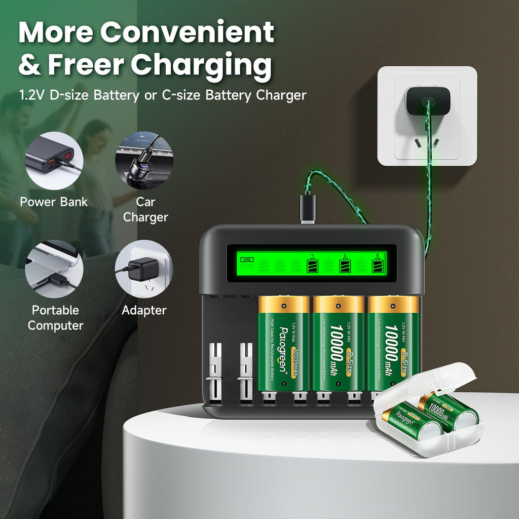 Rechargeable D Batteries with Charger R518