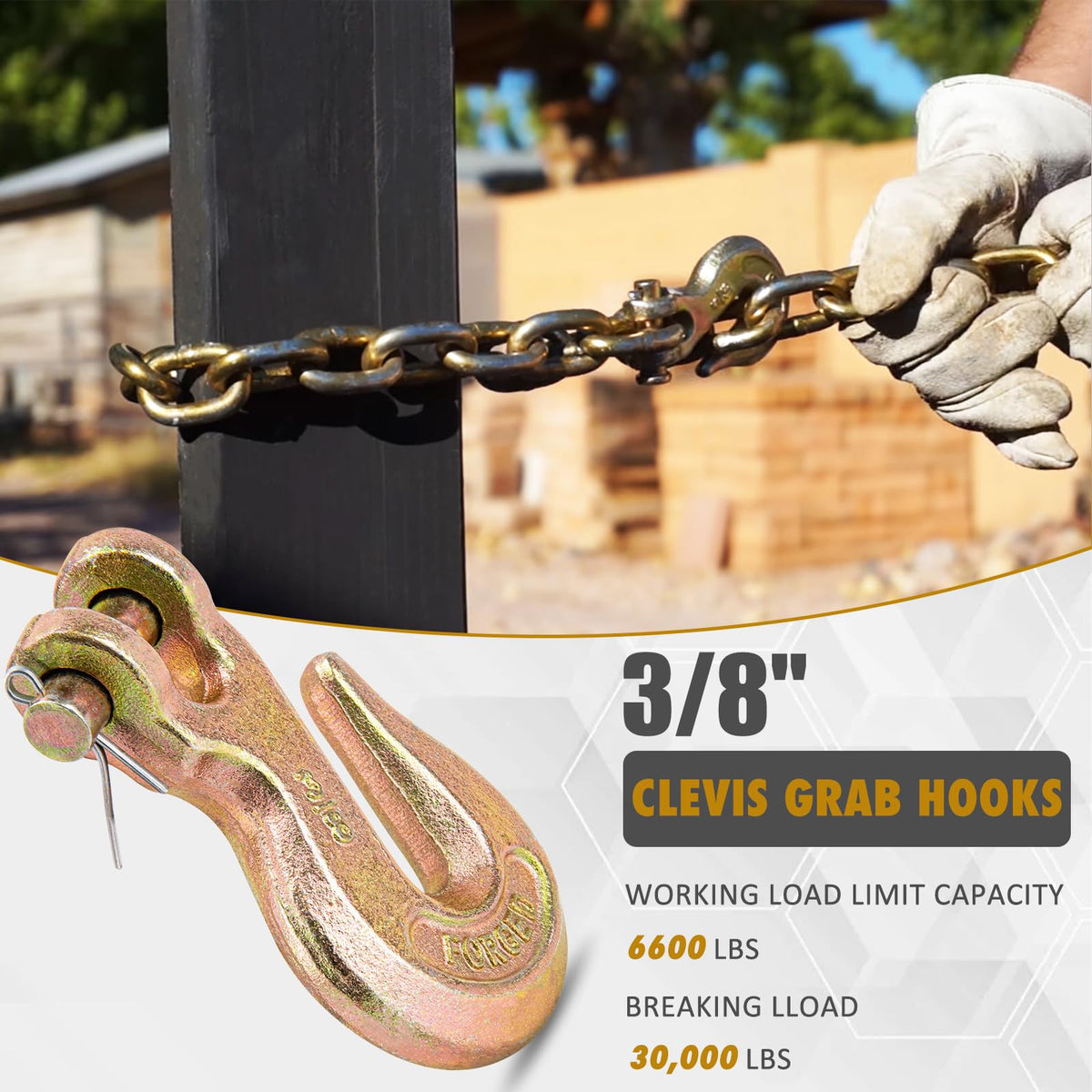 3/8 Chain Hook Heavy Duty 4 Pack W9576
