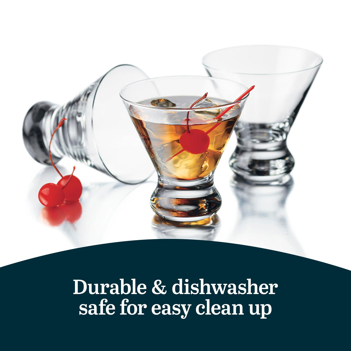 8.25 Oz Dishwasher Safe Stemless Martini Glasses Set of 4 U2260